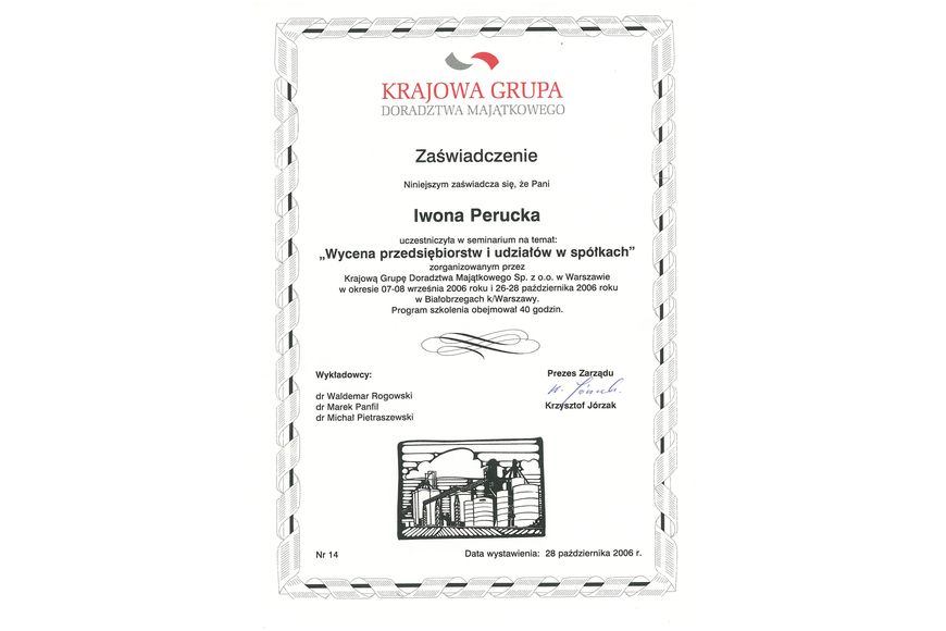 Zdjęcie certyfikatu