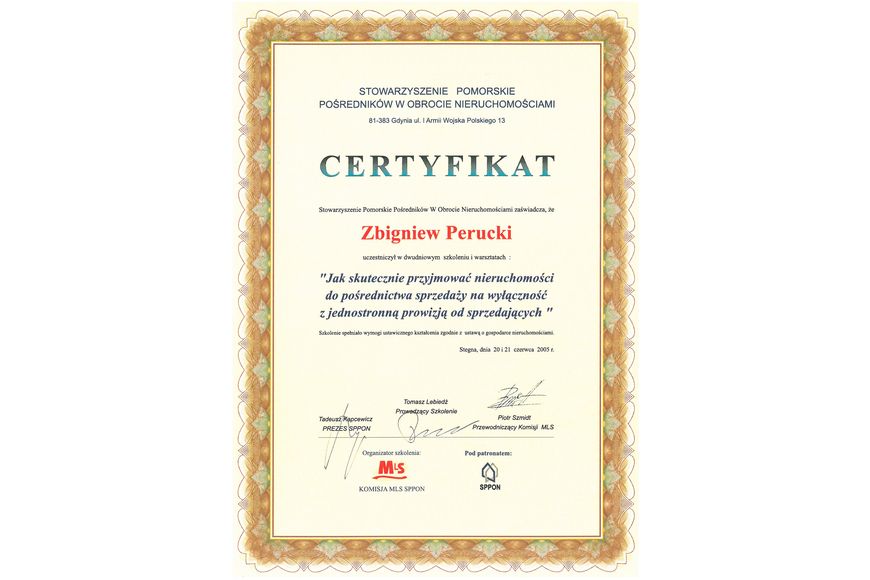 Zdjęcie certyfikatu