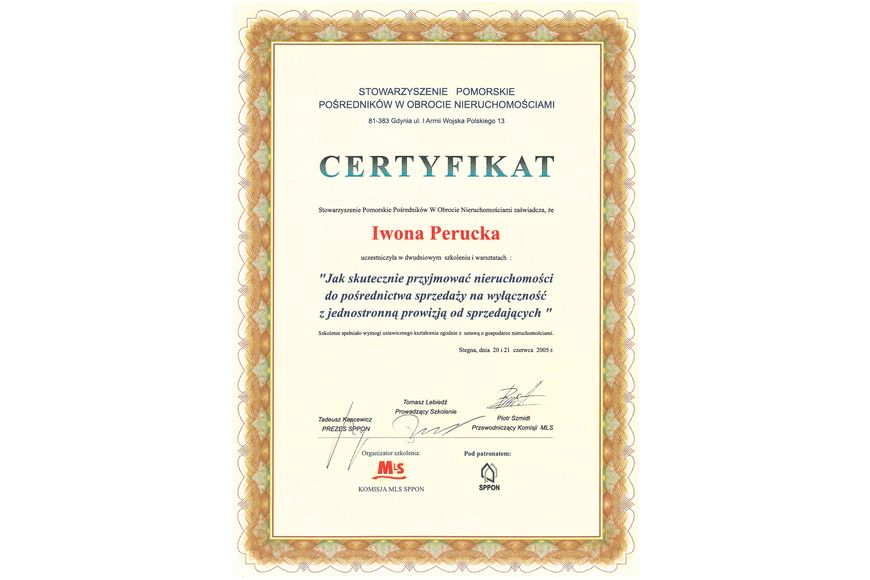 Zdjęcie certyfikatu