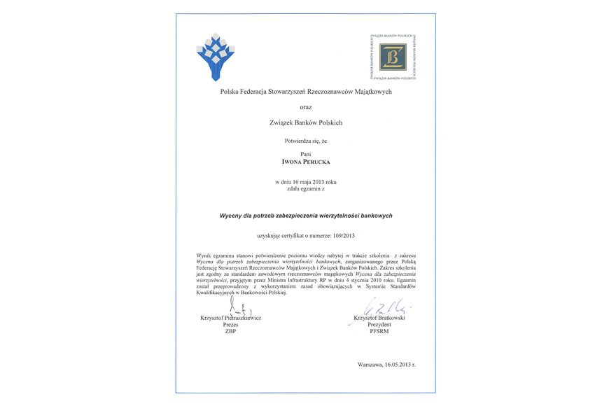 Zdjęcie certyfikatu